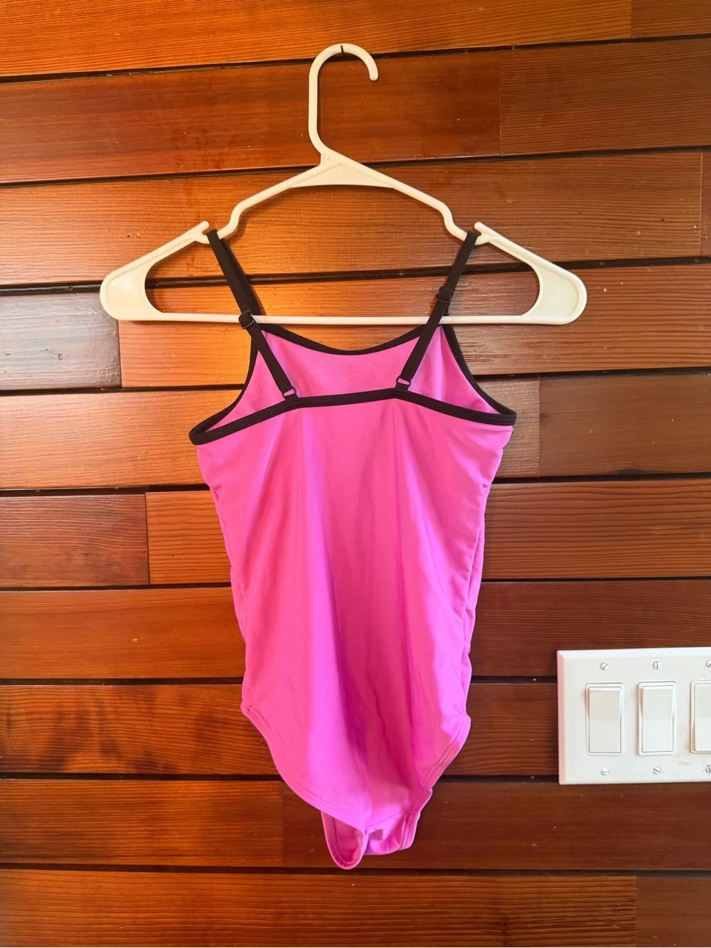 Justice Pink One-Piece Swimsuit with Black Trim